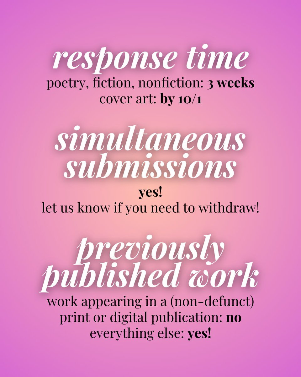 a reminder of what we accept &amp; what you can expect ! subs open through 9/30