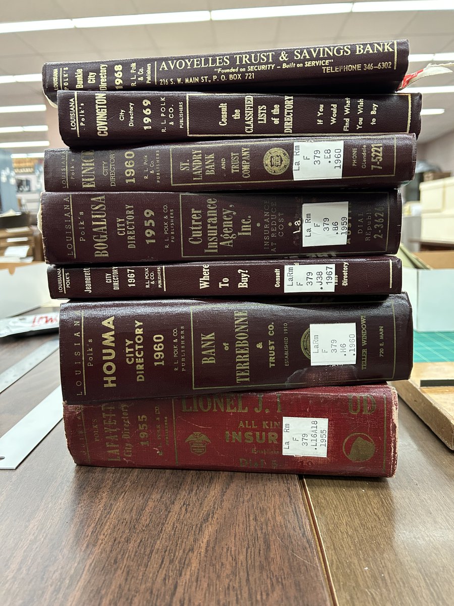 ULSpecColl's tweet photo. Looking for Louisiana history or genealogy? Our Polk Directories are a hidden gem, packed with names, addresses, occupations &amp; more. Covering major cities from 1946–2000s, they’re a powerful tool to uncover someone or somewhere specific in Louisiana. #Genealogy #LouisianaHistory https://t.co/4e8v7LWoHO