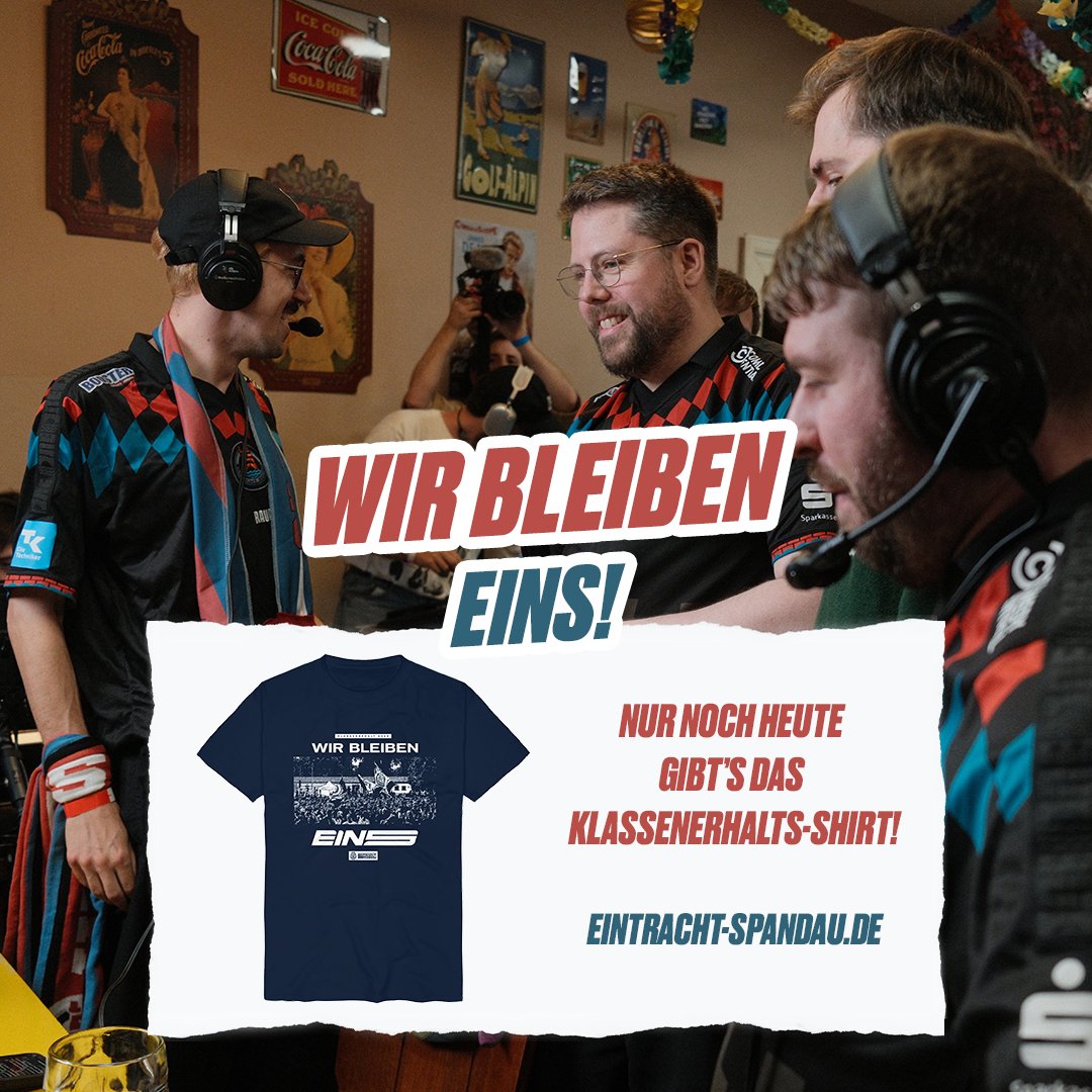 Nur noch heute gibt's das Klassenerhalts-Shirt! 

Hol’s dir jetzt!

Shop: 
eintracht-spandau.de/products/eintr…