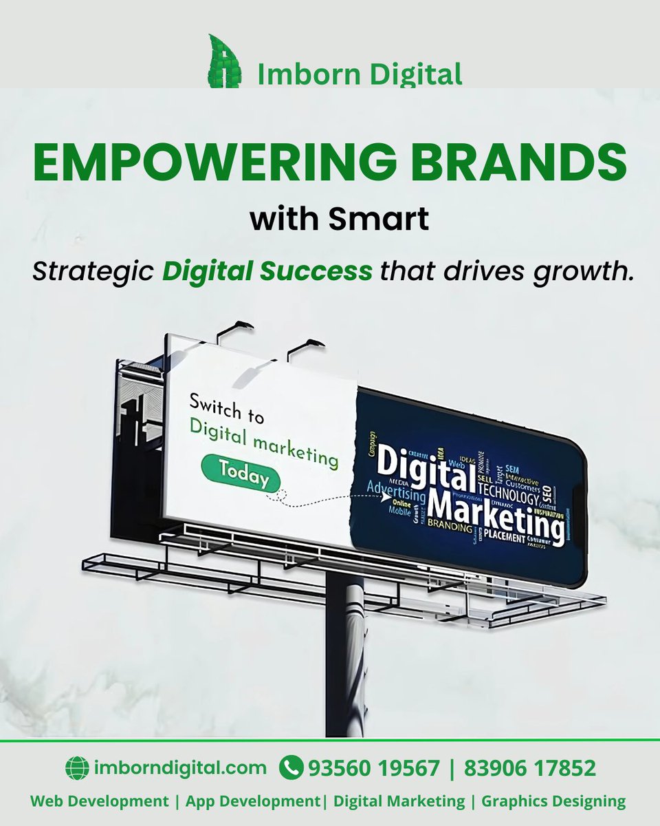 ImbornDigital's tweet photo. Time to ditch the old ways and embrace the digital age! 🚀 Our smart digital marketing strategies drive real results and empower brands to grow. 📈

📞 93560 19567 | 83906 17852 🌐 https://t.co/sjUSuamk0O

#DigitalMarketing #DigitalAgency #WebDevelopment #AppDevelopment https://t.co/CbZd3fXRPj