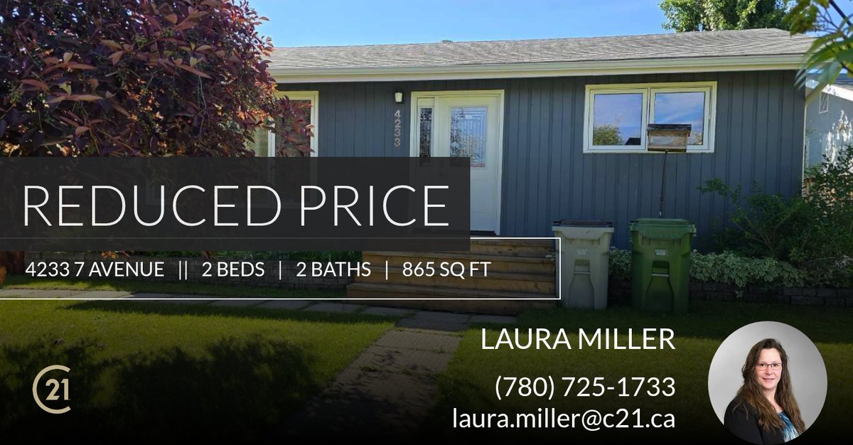 LauraMillerC21's tweet photo. 📍 Reduced Price 📍 This recently reduced home at 4233 7 Avenue in Edson won't last long, so, don't wait to set up a showing! Reach out here or at (780) 725-1733 for more information!

Laura Miller
Century 21 Twin Realt... https://t.co/sasU5aOC3E https://t.co/UQIgqBguaT
