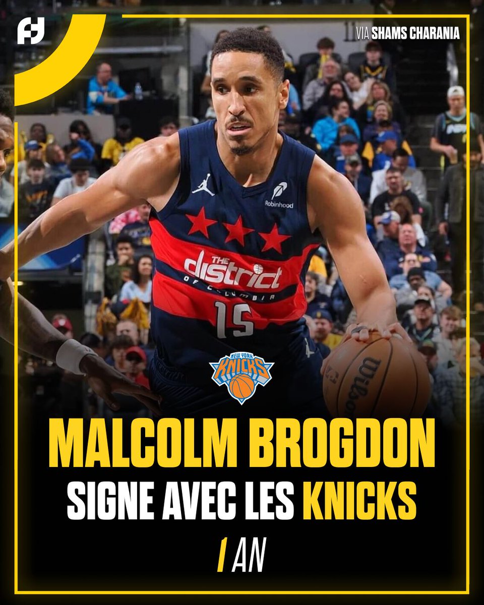 Malcolm Brogdon rejoint les Knicks pour 1 an 📄🚨

New York continue de se renforcer en ajoutant de la profondeur avec le 6e Homme de l’Année 2023 (et Rookie de l’Année 2017).
Après 2 saisons perturbées par les blessures, on espère revoir le meneur briller sous le maillot des