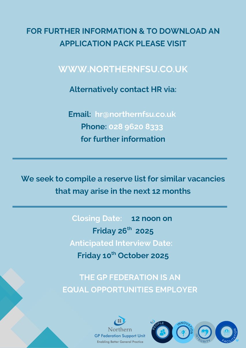 gp_northern's tweet image. 🚨 We’re Hiring – Office Administrator

The Northern Federation Support Unit is recruiting a full-time Office Administrator based in Galgorm, Ballymena.

👉 For full details and to apply, visit: northernfsu.co.uk/careers

Closing date: 26th September 2025