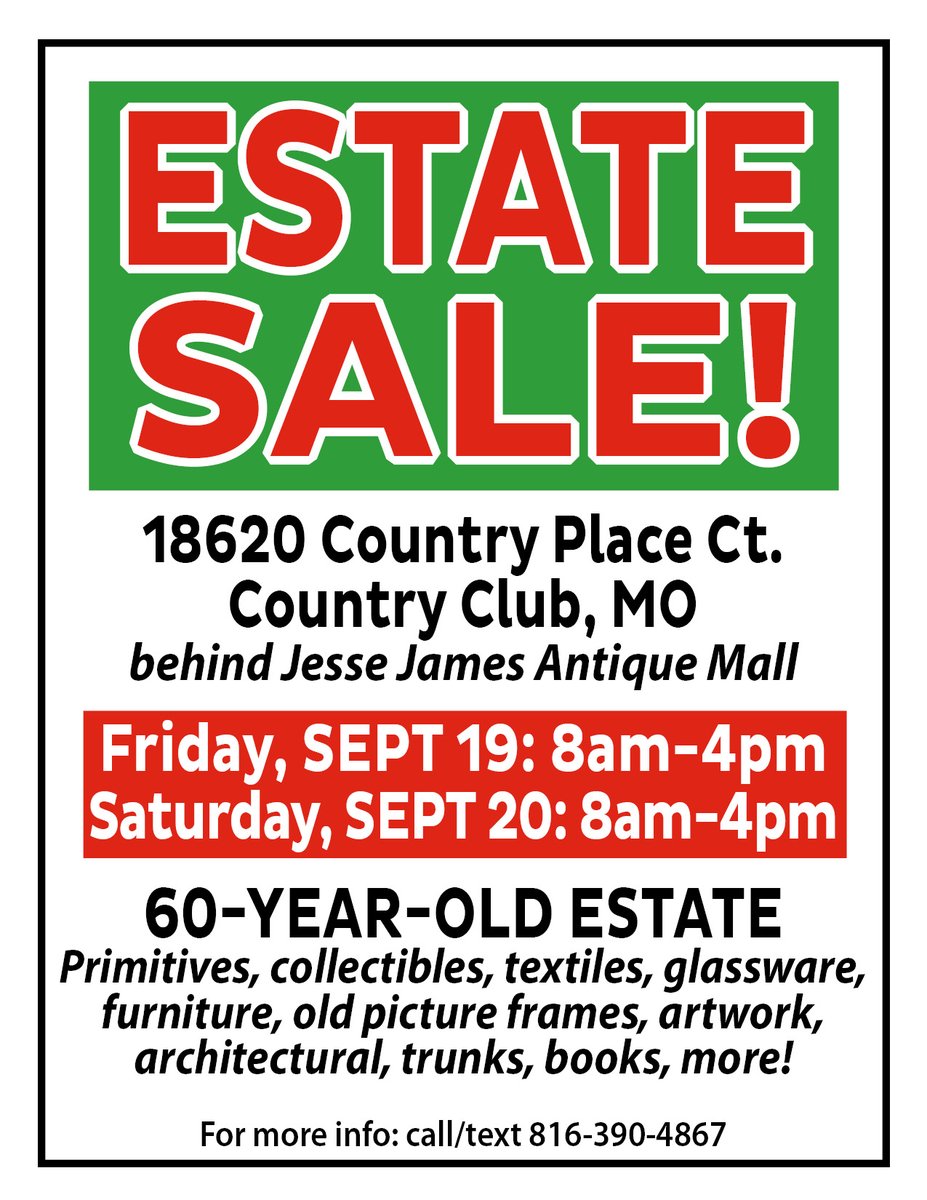 Save the Date for the upcoming Estate Sale right around the corner from us.