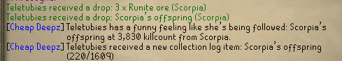 Mr_Marebear's tweet photo. What an annoying grind. 3830 KC Scorpia pet. #osrs https://t.co/P2N3OM28Az