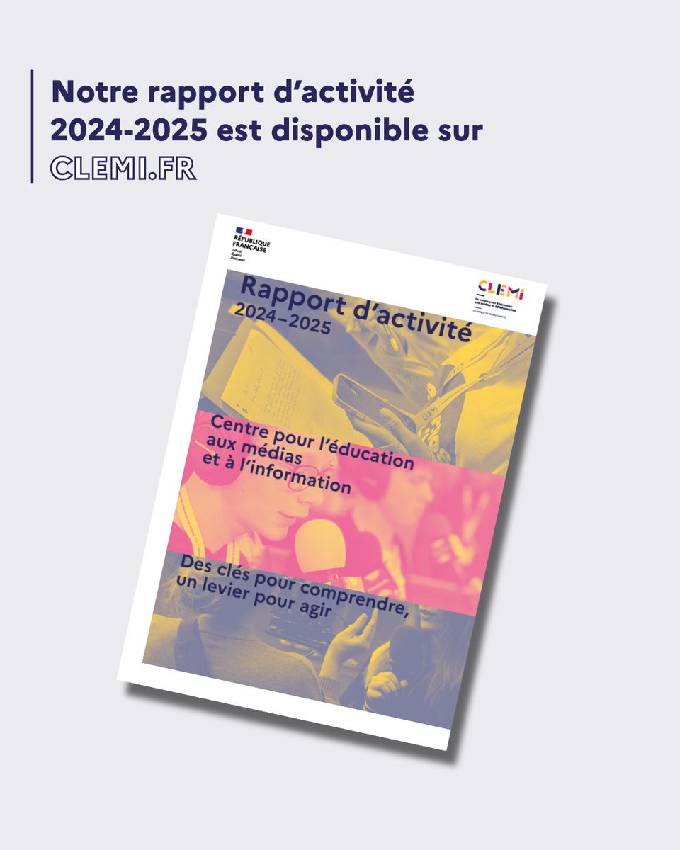 📢Le CLEMI, un rempart face aux désordres informationnels et à l'IA. 

Le rapport d'activité de cette année souligne que l'avènement des IA rend l'#EducMédiasInfo plus fondamentale que jamais pour former des citoyens libres et éclairés.

🔗 clemi.fr/actualite/rapp…