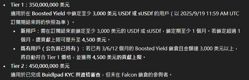關於 <a href="/falconfinance/"></a> 發的 $FF 剩下沒幾天就要 TGE了 
根據玩過幾次 <a href="/pendle_fi/">Pendle</a>  and <a href="/buidlpad/">Buidlpad</a> 的我有些想法
以下有幾個方式能參與 賺點錢的
請記得要拿points 的一定要先走邀請連結，會額外把抽傭返還給使用連結的人。app.falcon.finance/?r=917c1d3f8e2…
1.無腦把錢拿進去買 PT-sUSDf