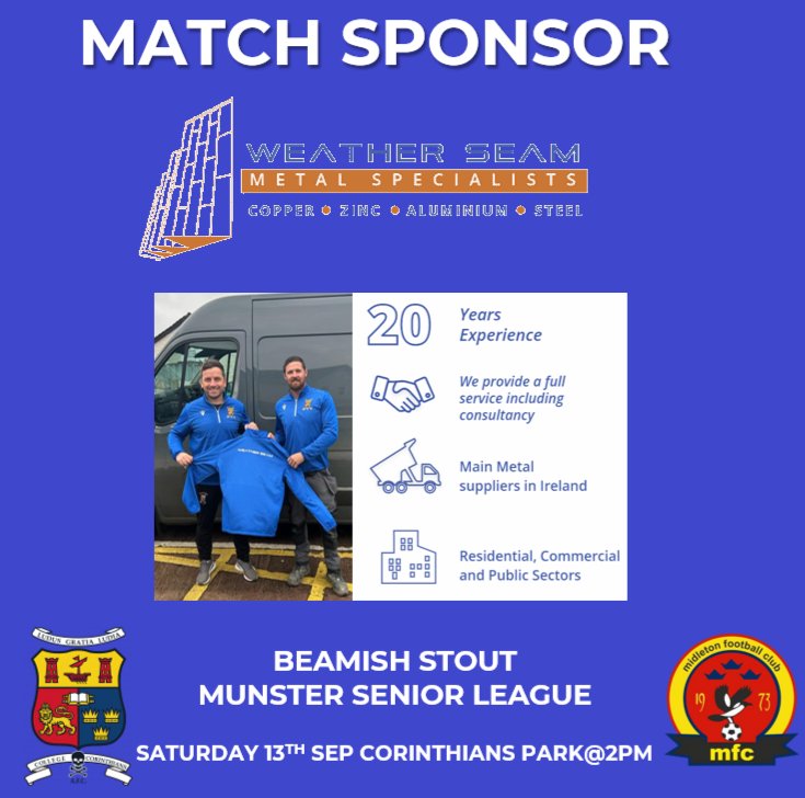 collegecors's tweet photo. Many thanks to David and Alan of Weather Seam Ltd for their continued support of our Senior team. Pictured here is Senior manager @GaryHackett10 with David O'Leary. https://t.co/qEVPsBvHBC
#supportthosewhosupportus https://t.co/3Jsp0d4N9H