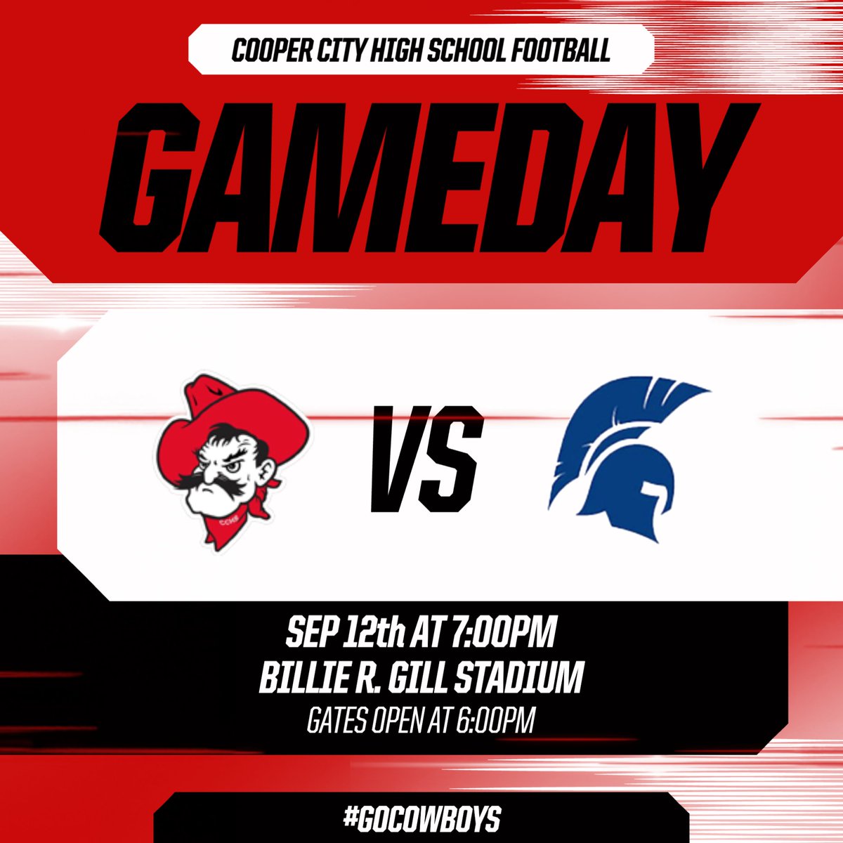 Come out to support your Cowboys Football team taking on the Hollywood Hills Spartans.  We are also celebrating Cooper City Community Night where the students from our 3 Elementary Schools have the opportunity to run onto the field through the Cowboys Tunnel prior to kickoff.