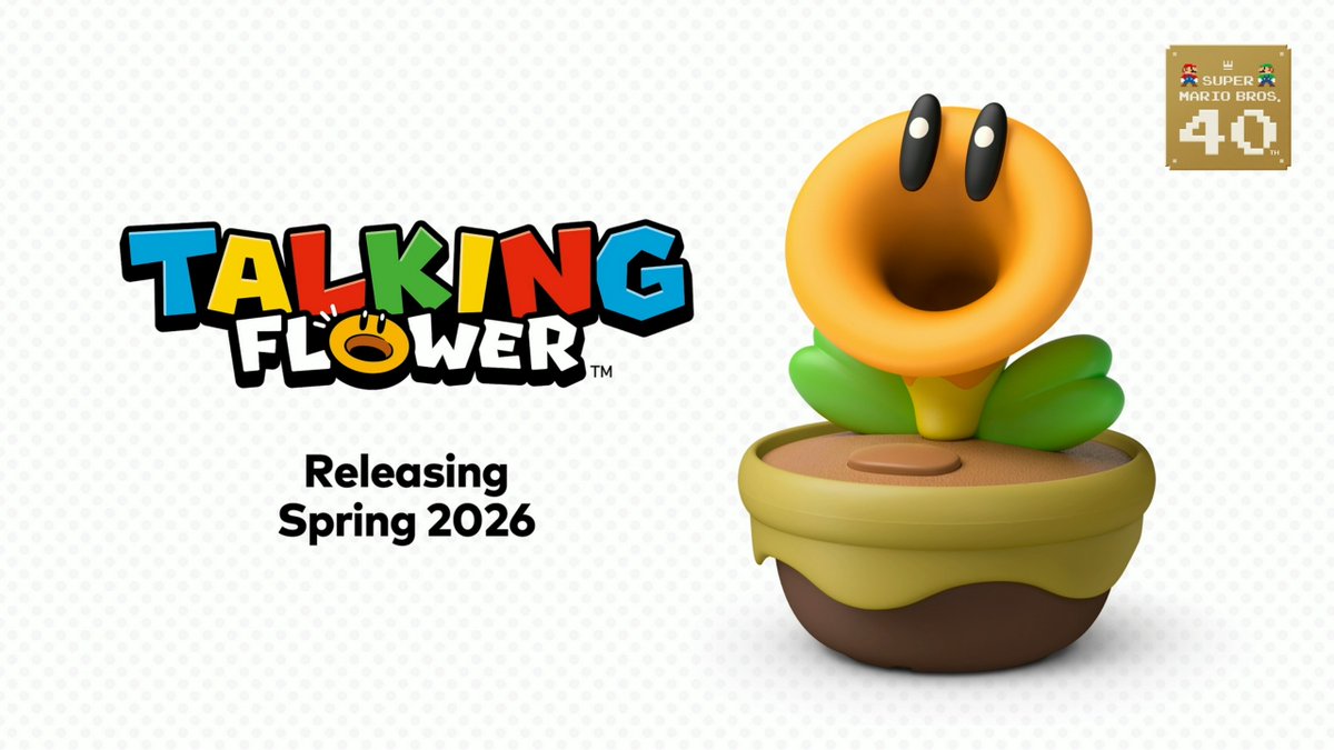 Wario64's tweet image. Talking Flower product announced, out Spring 2026