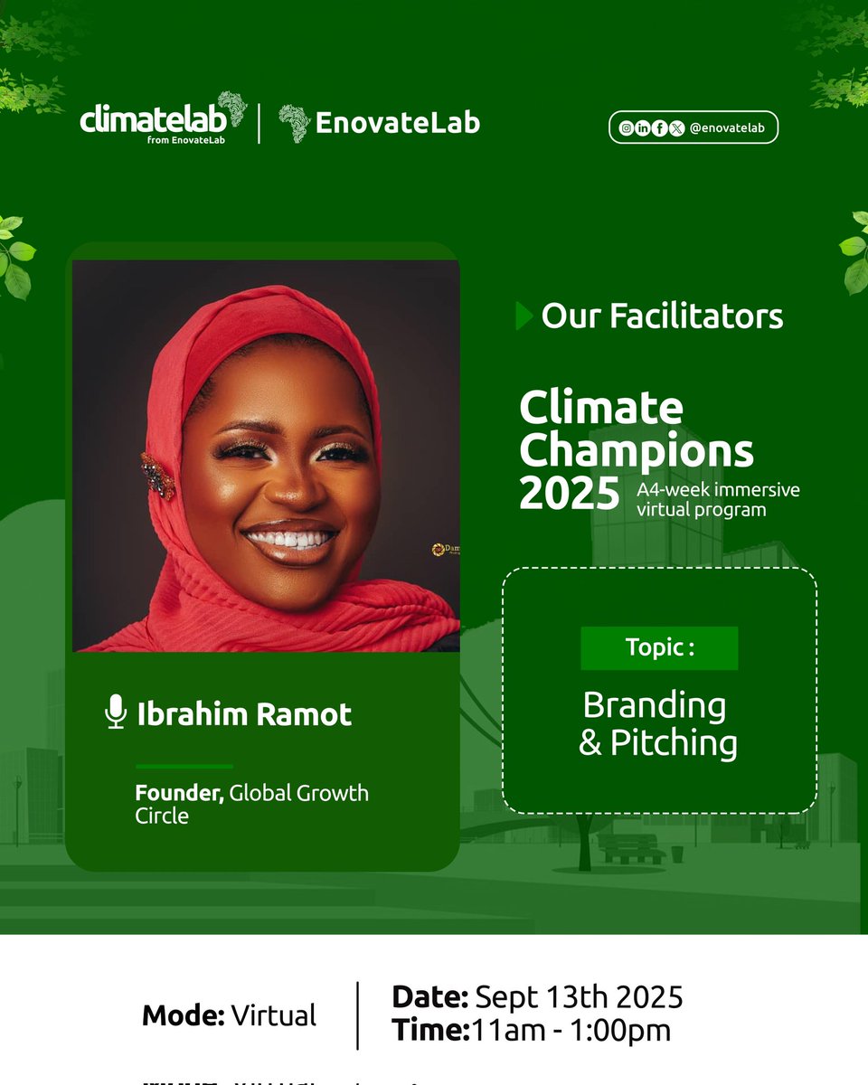Meet Our Inspiring facilitator For #Cimatechampions program 2025.

 Ibrahim Ramot Ikeoluwa, PR Strategist &amp; Global Speaker empowering leaders for impact.

 #ClimateChampions #Climatechange