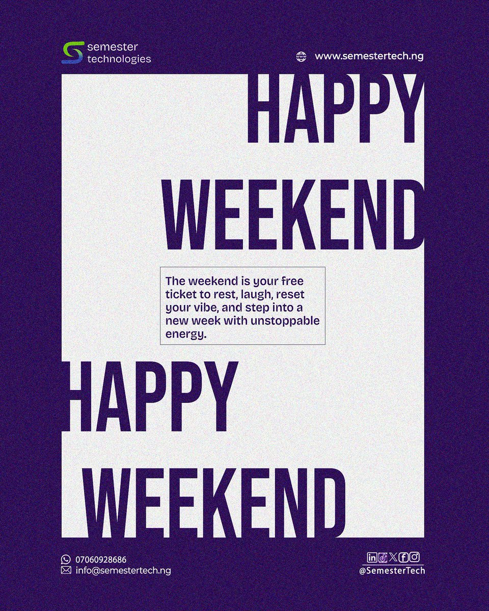semestertech's tweet image. Happy Weekend, Fam 

Take a break and don’t forget—small steps today build the big wins tomorrow 

#HappyWeekend #KeepBuilding #SemesterTech