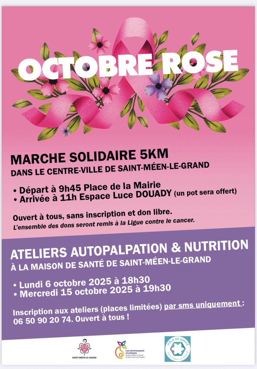Dans le cadre d Octobre Rose, la MSP de Saint Méen le grand organise des ateliers d autopalpation et diététique, intéressé ? ⬇️⬇️⬇️ RT apprécié 🙏🏻