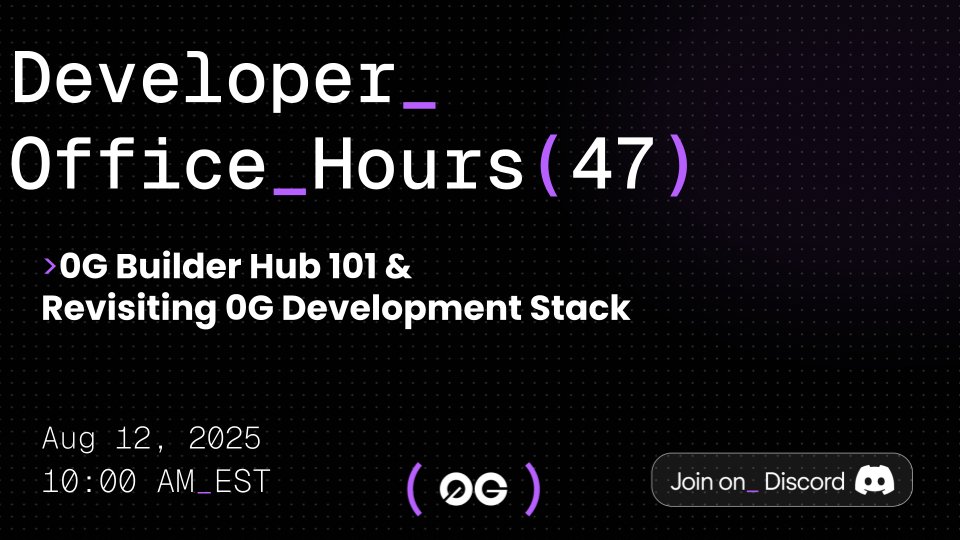 0G_labs's tweet image. Developer Office Hours #47 kicks off in &amp;lt;30 mins!

Join us for a deep dive into the new 0G Builder Hub + a full walkthrough of the 0G dev stack with our DevRel @gathin0x.

Jump in 👇
discord.com/events/1210423…