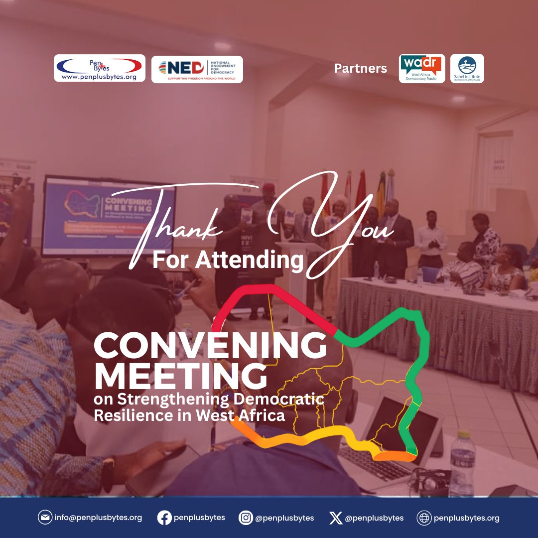 Thank you to all who joined us for the Convening Meeting on Strengthening Democratic Resilience in West Africa.

#Penplusbytes
#DisinformationIndexReport
#StopDisinformation