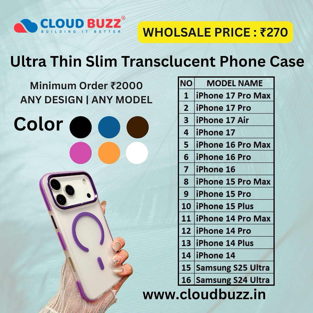 cloudbuzz2222's tweet image. Discover the perfect phone companion at Mobile Torch! 📱 Explore our vast collection of stylish cases, tempered glass, and must-have accessories. 🌈🛒 Get yours now with a minimum order of ₹2000 on cloudbuzz.in.

#MobileTorch #PhoneAccessories #CaseCollection