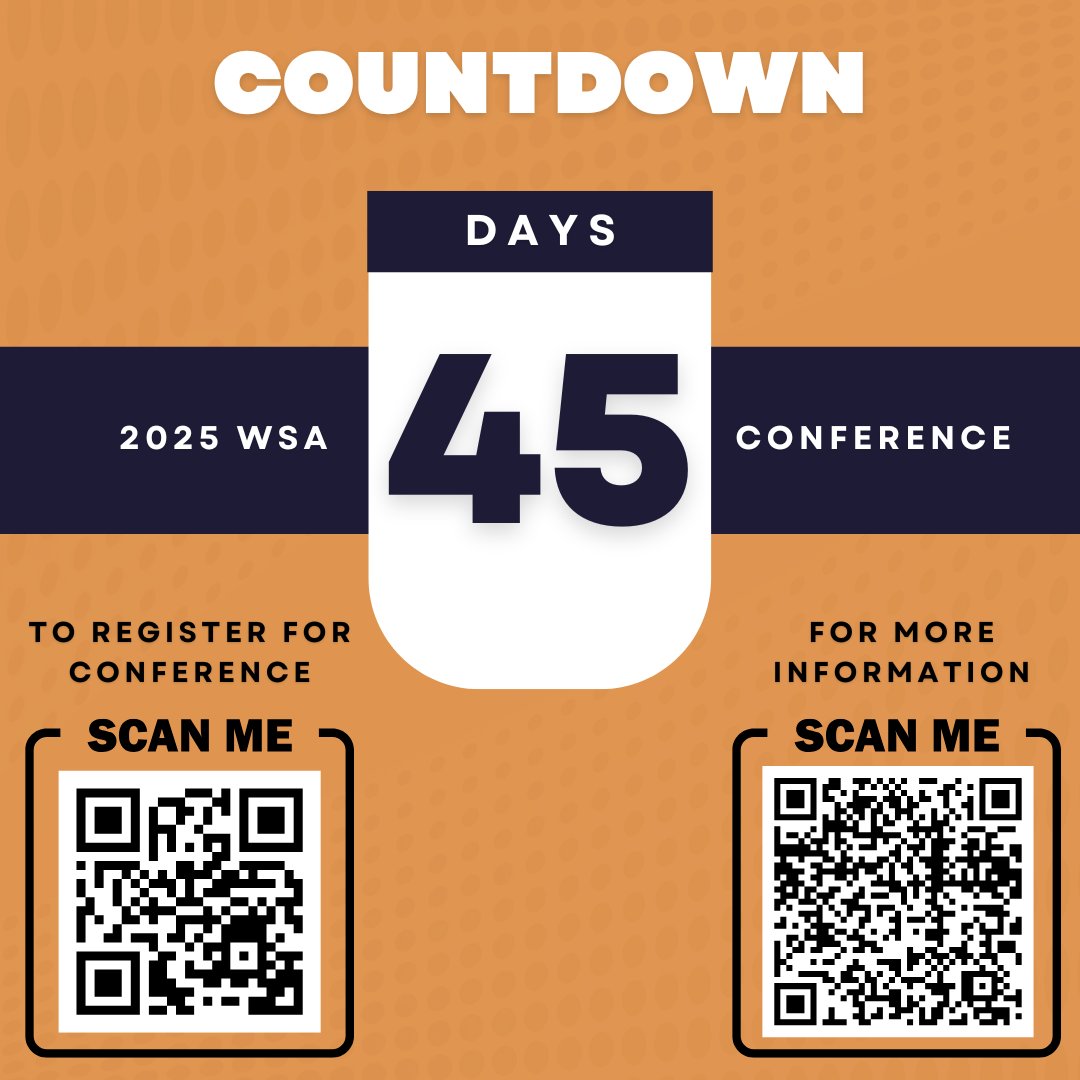 Don't miss out on the chance to attend he WSA 2025 Annual Convention!
To register scan the QR code below or click the link below. 
cvent.me/yLY74q