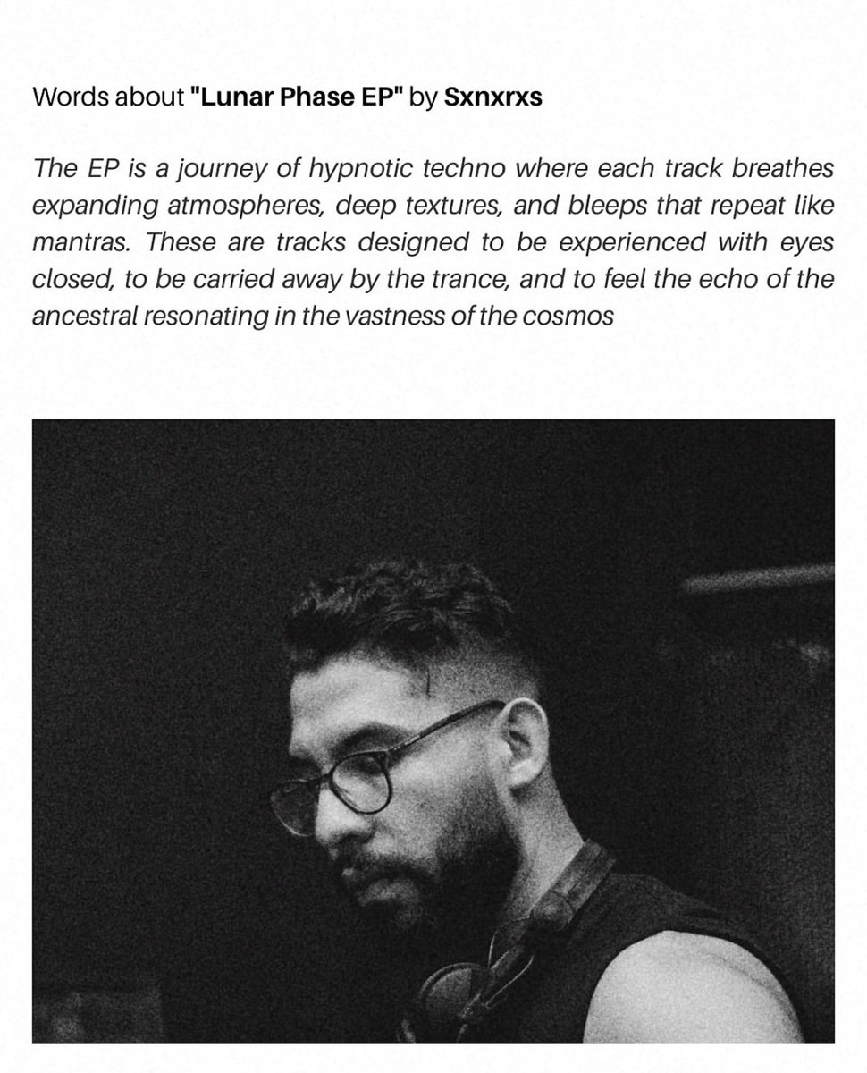 Fissura Records
FSSR003
Sxnxrxs
Lunar Phase

Release date: 26/09/2025

Promo al DM #techno #hypnotic #deep 

soundcloud.com/biorc/preview-…