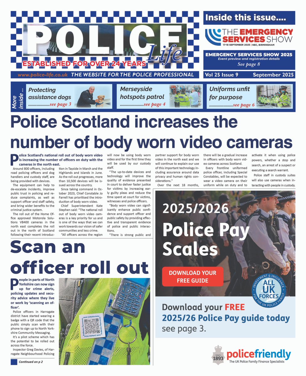 See the latest issue of <a href="/PoliceLifenews/">Police Life</a> here bit.ly/PoliceLife-Sep… inside... Scan an officer roll out,<a href="/gmpolice/">Greater Manchester Police</a> to protect assist. dogs, #Police unforms unfit for purpose, <a href="/Keela/">Keela</a> range of operational trousers, #retirement advice + more...