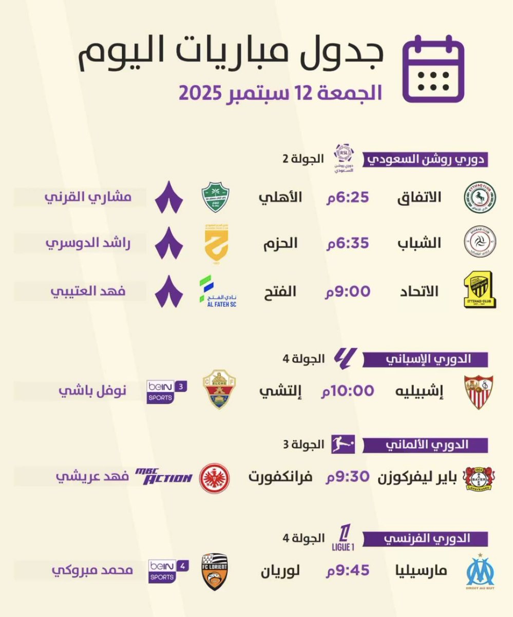 #مباريات_اليوم بتوقيت مكة المكرمة 🕋