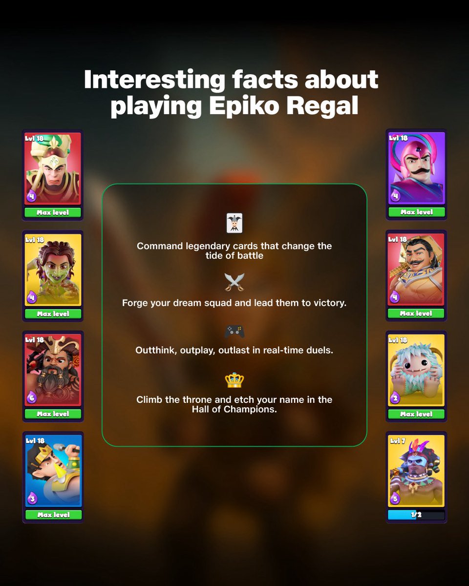 JioGames's tweet image. 🔥 Epiko Regal is here!
Fight duels, collect epic cards &amp;amp; claim your spot in the Hall of Champions ⚔️🏆
🎮 Play now: qrurl.co/mykeQ
📩 Launch your game with Publishing by JioGames—JioGames.PartnerSupport@ril.com
#EpikoRegal #StrategyGame #LetsGetGaming