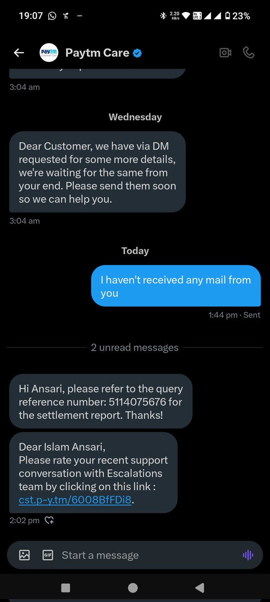 IslamAn33679439's tweet photo. No resolution and @Paytmcare close my ticket https://t.co/KUPjGbqlqS