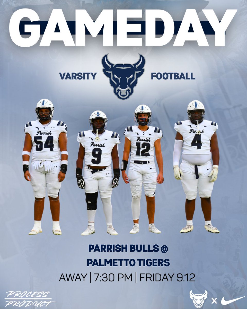 Big District game on the road tonight at Palmetto HS.  Kickoff is set for 7:30pm.  Come out, be loud, and support your Bulls as they take on the Tigers.