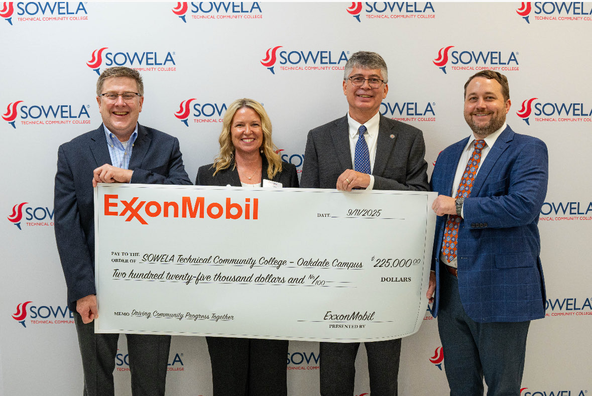 Many thanks to ExxonMobil for their investment in the students, programs, and facilities at our SOWELA Oakdale campus.