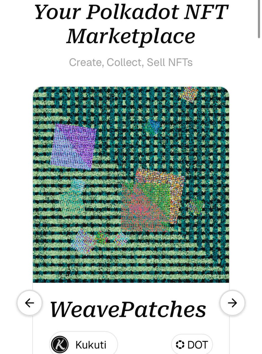 Vi_cdan's tweet photo. Weave Patches by @Kukuti89 already live on @ChaoticApp 
5 already minted
27 still available 
0.3 $Dot on Polkadot asset hub

Mint yours on Chaotic
Link ⬇️ https://t.co/x6k8x8c7RM