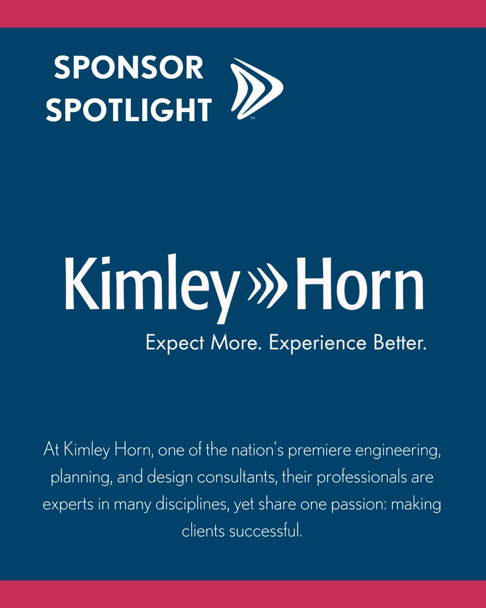 Thank you to this week's #SponsorSpotlight, <a href="/KimleyHorn/">Kimley-Horn</a>. Kimley Horn combines creative yet practical solutions, a sense of urgency, and a focus on bottom line value to meet your specific project needs. #GreaterWithCREW #GreaterMeansAll