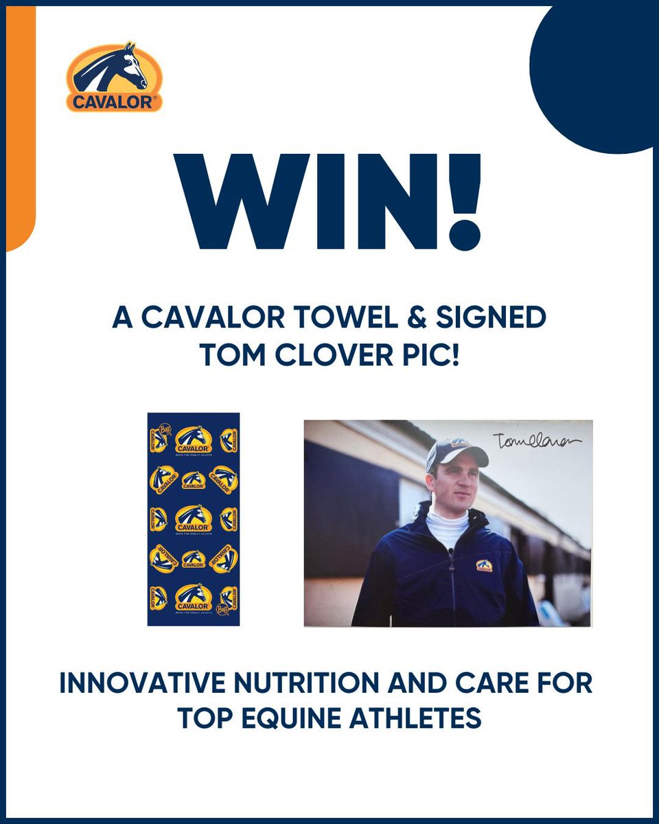 📢 COMPETITION 📢

🏇 To WIN a Cavalor towel and signed picture of our partner <a href="/tomcloverracing/">Tom Clover Racing</a> simply:

↩️ TAG a friend
🔄 FOLLOW <a href="/Cavalor_RACE/">Cavalor.race</a> 

📢 WINNERS will be announced in one week!