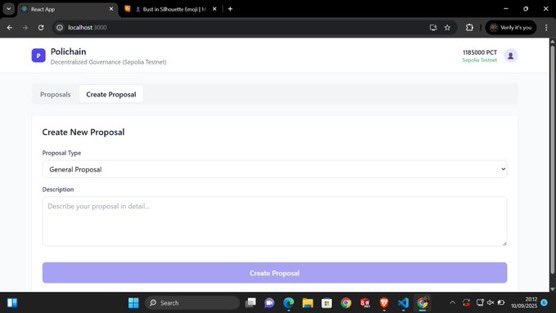 PreciousBasseyy's tweet photo. I spent about a week building this governance protocol. Check out my progress. 

The front end was frustrating because I tried adding extra mini-features. 😄
What do you think? https://t.co/py9OeT9QkZ