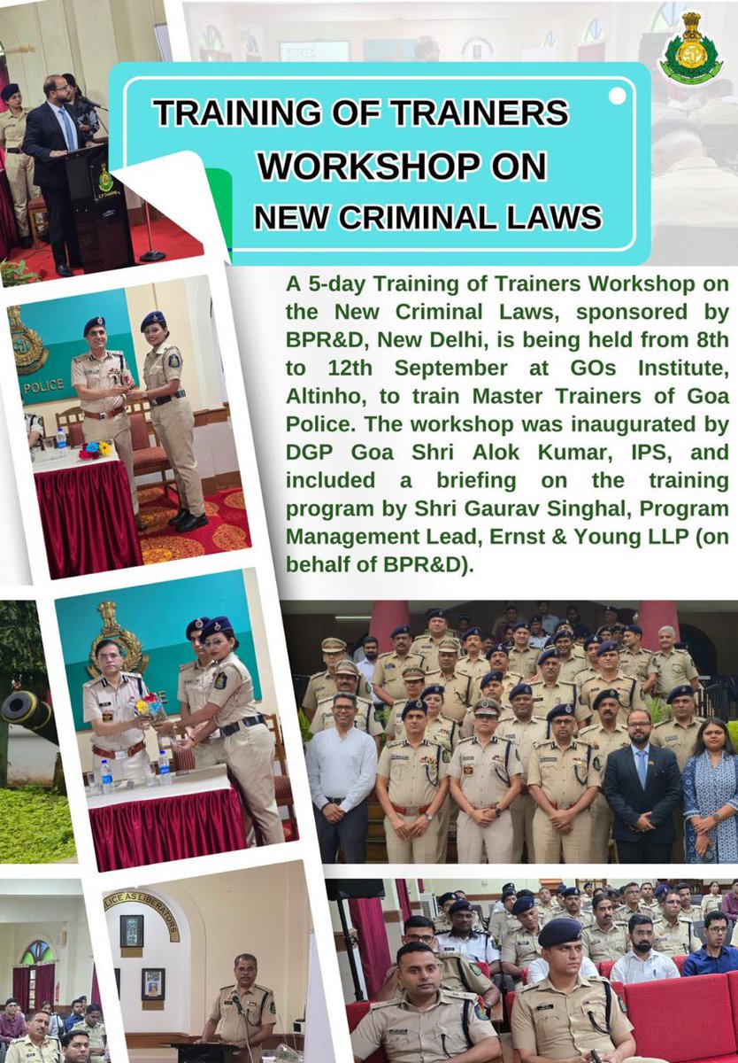 BPR&amp;D  sponsors Training of Trainers Workshop on New Criminal Laws for Goa Police.