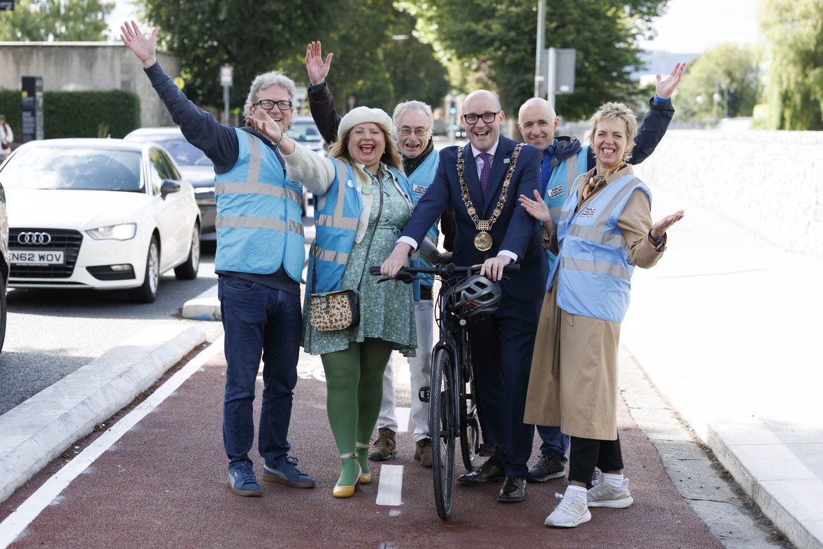 DubCityCouncil's tweet photo. What a lovely morning to launch the Beatty’s Avenue to Herbert Park Active Travel Scheme, opened by Lord Mayor Councillor Ray McAdam! Providing safe, segregated infrastructure as part of the beautiful Dodder Greenway, making Dublin safer and more accessible for people who are walking, wheeling or cycling. Thank you to all involved including our contractor Circet, designer Aecom and local stakeholders and councillors. Now let’s use it!  
#ActiveTravelNetwork  
@LordMayorDublin 
View press release here: https://t.co/r3AIIMJAXH