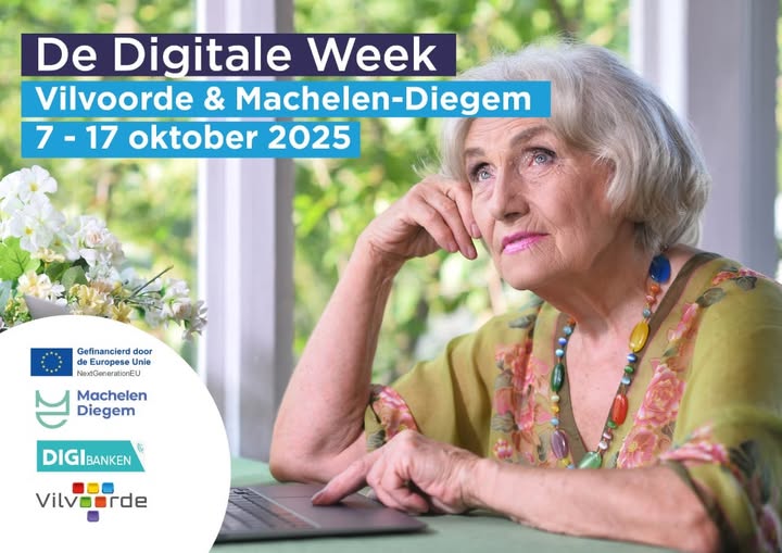 Van 7 tot 17 oktober organiseert Digibanken Vilvoorde-Machelen verscheidene activiteiten met digitale thema’s tijdens de Digitale week.  Er is voor elk wat wils.
Check vilvoorde.be/digitale-week voor het hele programma.