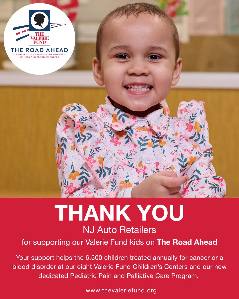 TheValerieFund_'s tweet photo. NJ CAR is once again partnering with The Valerie Fund for The Road Ahead to raise funds for The Valerie Fund patients and families. Read more about it in our blog https://t.co/LcPCNnwXna, and Please join us in thanking the current NJ Car auto retailers for their support. https://t.co/9CigJy9atD