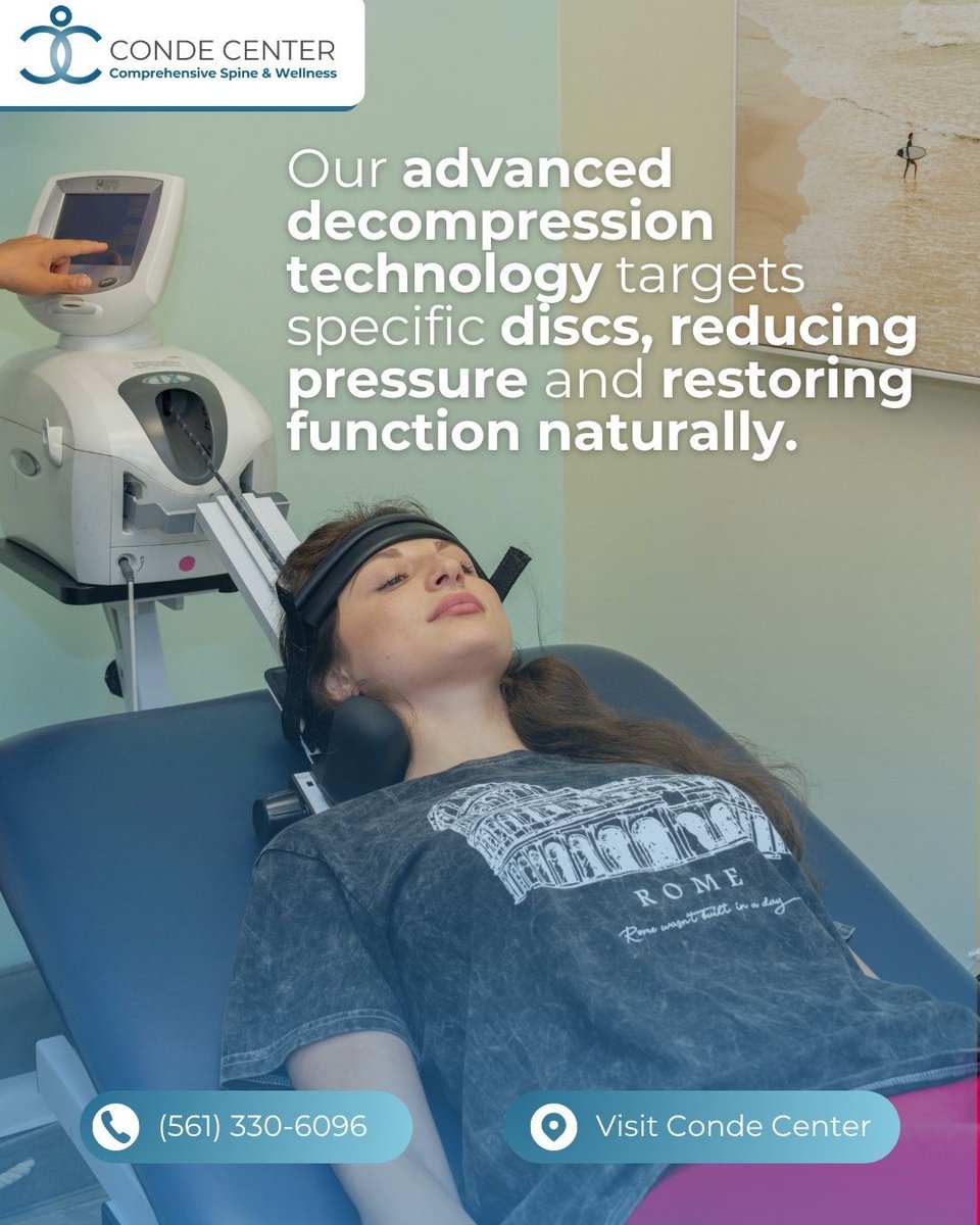 thecondecenter's tweet image. 📉 Disc degeneration? We treat it without drugs or surgery. Our spinal decompression system custom-targets injured discs for long-term relief.

#DegenerativeDiscDisease #CondeCenterSpine #SpinalDecompressionTherapy #NonSurgicalBackRelief #AdvancedBackCare