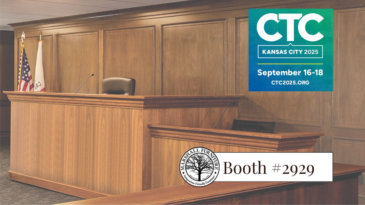 Heading to Kansas City for the Courtroom Technology Show?

Find Marshall Furniture at Booth #2929, Sept 16–18 and see how our custom courtroom solutions blend design &amp; AV technology.

#CTC2025 #CourtroomTechnology #MarshallFurniture #proav #designbuild