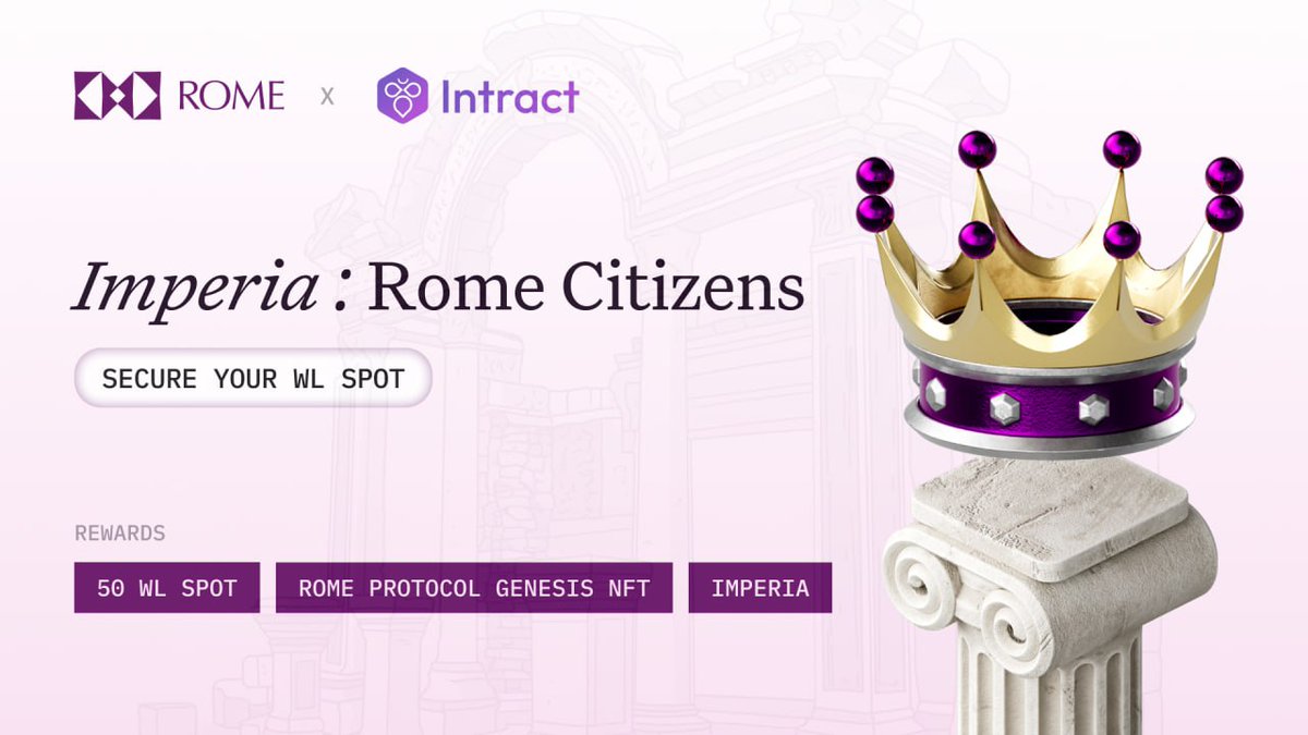👑 The crown is calling.

Imperia: Rome Citizens WL with <a href="/IntractQuests/">Intract Quests</a>.

50 whitelist spots. One quest.
Secure your WL, become a founding Citizen.

Start → quest.intract.io/quest/68c14999…