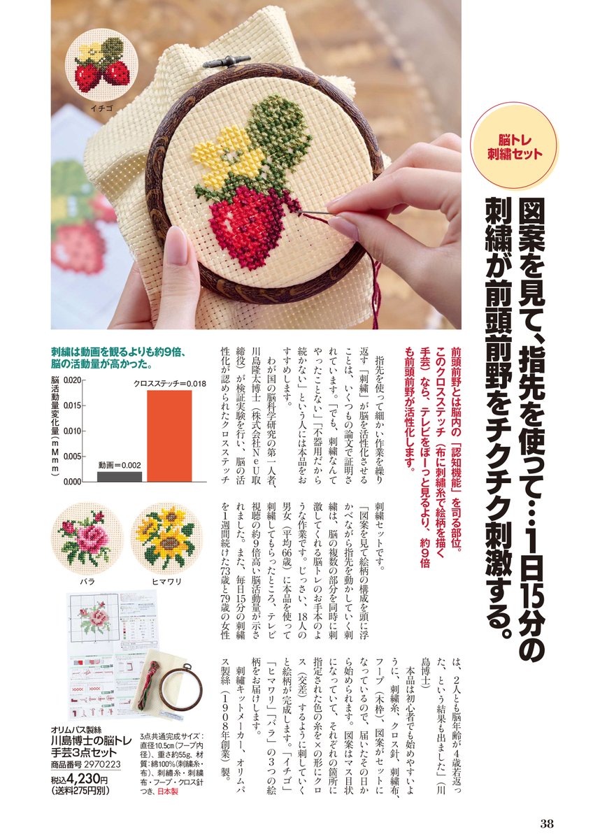 テレビでお馴染みの『通販生活』にも脳トレ手芸商品が取り上げられてい