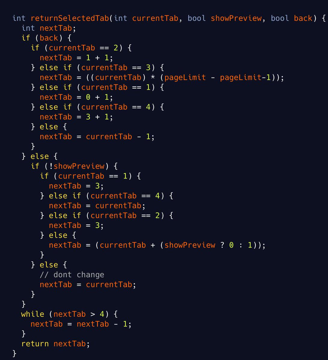 data_cyborg's tweet image. coworker code to switch tabs (if preview is false you have to skip 2)
 #programminghorror
 #meme