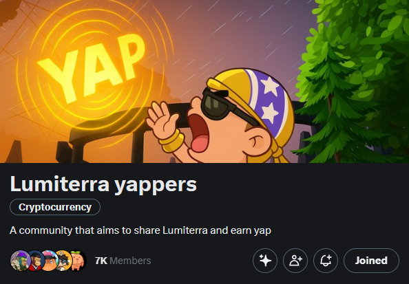 LumiterraGame's tweet image. 7K yappers strong 📢💪🏻
gLumi 💛