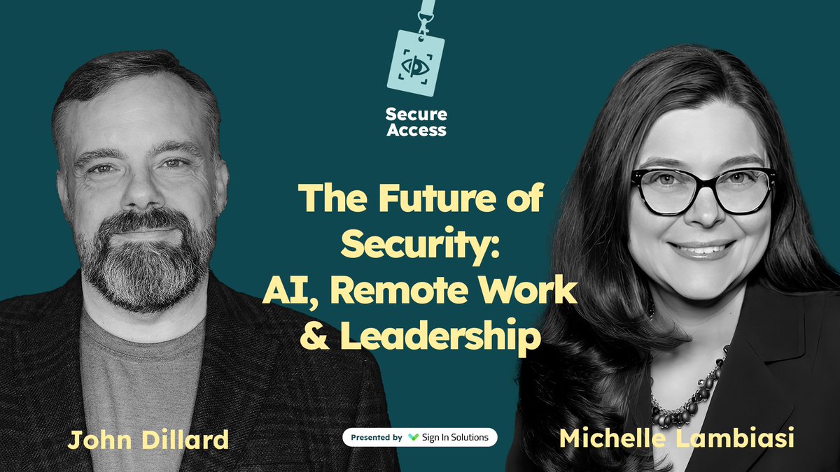 SignInSolution's tweet image. 🚨 Episode 7 of Secure Access is here!

CSO Michelle Lambiasi breaks down why the old security playbook is broken &amp;amp; how AI, remote work &amp;amp; bold leadership are rewriting the rules.

🎧 Listen now:  hubs.ly/Q03HKg8B0

#SecureAccess #SecurityPodcast #AI #RemoteWork #Security