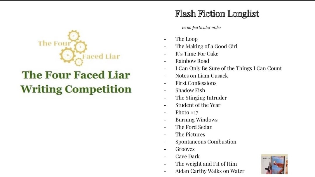 We’re delighted to announce the long list for our Flash Fiction competition. Thanks to everyone who entered, the standard was extremely high. The shortlist and results from our judge Cathy Sweeney will be available late September  <a href="/IrishWritersCtr/">Irish Writers Centre</a> <a href="/PENIreland/">Irish PEN</a> <a href="/writing_ie/">writing.ie</a>
