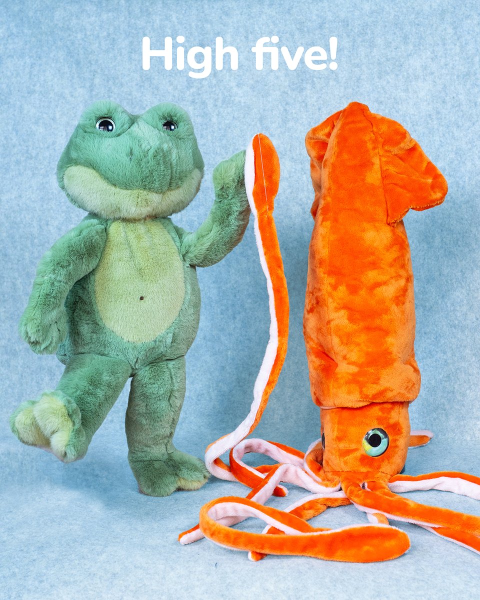 douglastoys's tweet image. Whether you’re feeling high 😀 or low 😔 don’t forget to show some love to a friend today! 🥰 

#highfive #frog #squid #plushies #cute #plush #toys #froggy #cutefrog #octopus #cutesquid #plushtoys #stuffedanimals #douglas #douglastoys #douglasplush