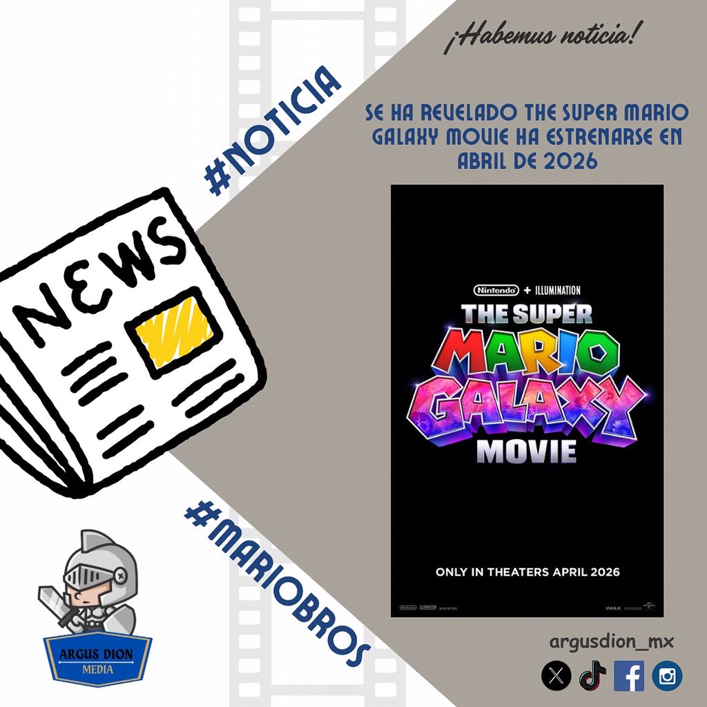 argusdion_mx's tweet photo. Primer vistazo a The Super Mario Galaxy Movie, la tan esperada secuela de The Super Mario Bros Movie que llega a cines el próximo abril de 2026!!!!

#MarioBros #TheSuperMarioBrosMovie #TheSuperMarioGalaxyMovie https://t.co/Efoow9y4Uy