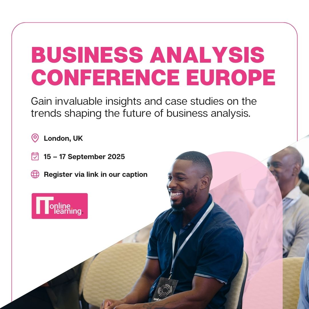 IT_PM_Training's tweet image. BA students! Europe&apos;s LARGEST Business Analysis Conference hits London 15-17 Sept

✨ 80+ expert speakers
✨ 550+ professionals
✨ Barclays, Deloitte, TfL &amp;amp; more

🔗 irmuk.co.uk/business-analy…

#BusinessAnalysis #StudentDevelopment #BAConference