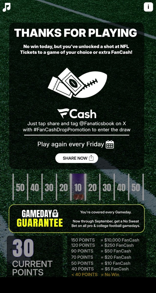 Play the #FanCashDropPromotion today

Sadly no luck second week in a row ⁦<a href="/Fanatics/">Fanatics</a>⁩ ⁦<a href="/FanaticsBook/">The Home of FAIR PLAY™</a>⁩  fanatics.onelink.me/5kut/p6fykbjo