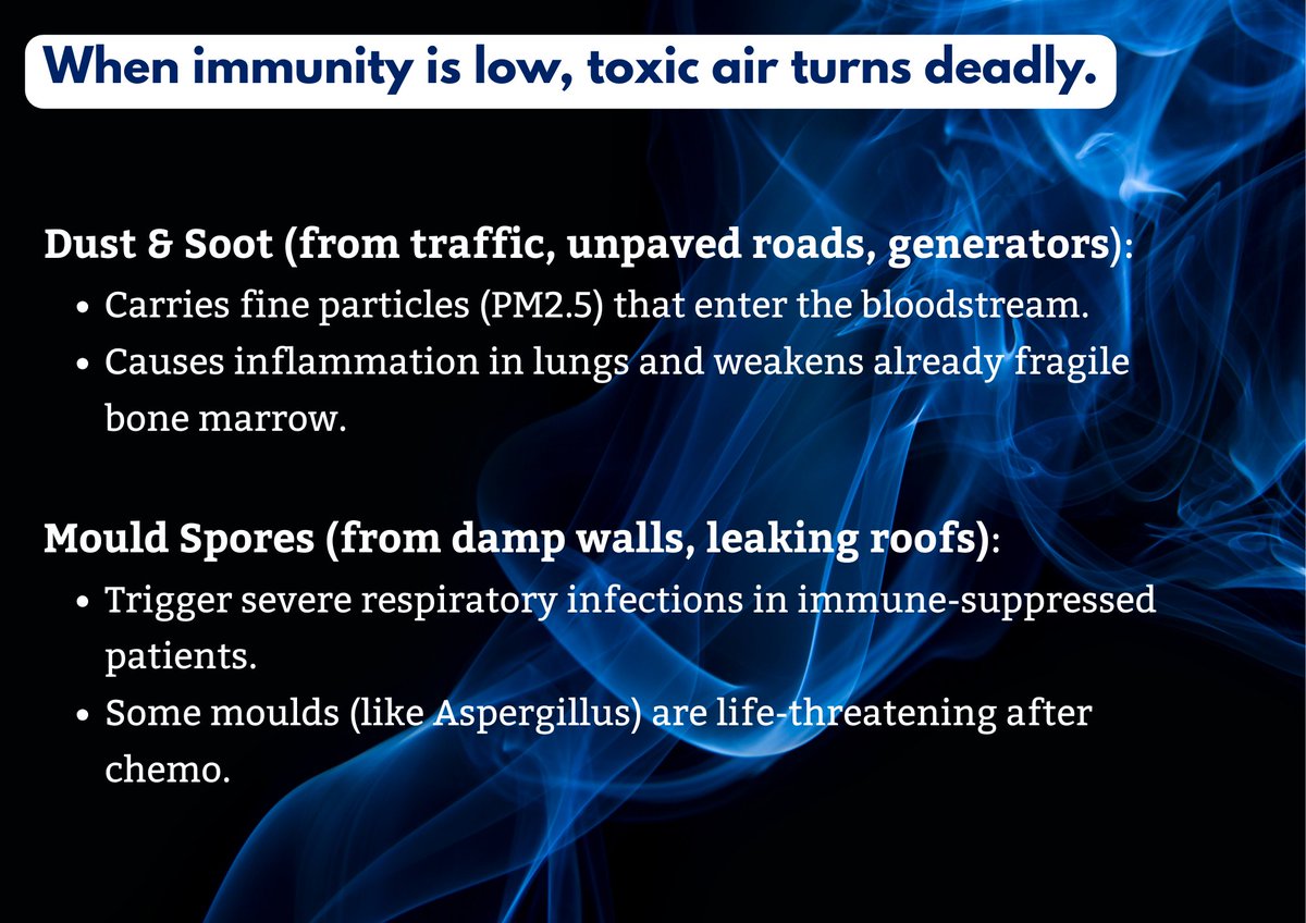 HealthyAirNG1's tweet image. 🩸 Cancer care isn’t just chemo—it’s clean air, safe spaces, and hope.
Polluted air worsens fatigue, slows healing &amp;amp; sends patients back to hospital.
Every breath must heal, not harm.

🔴 #ThisIsBloodCancer #EveryBreathCounts #CleanAirMatters #Trending 

Thread⬇️