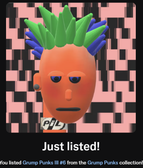 STrallalla's tweet photo. What's happening?? Well... let's get back to where we started from! 
Listing a couple of the very first Grump Punks!😁
0.0161 #ETH 
#minimalistic #selfcreated #3dart  #nftcollectibles

Yes. It's a #1of1 
#Digital playing around... uh huh, uh huh...
https://t.co/myzvVl9y6W https://t.co/YLfiBvwqkr